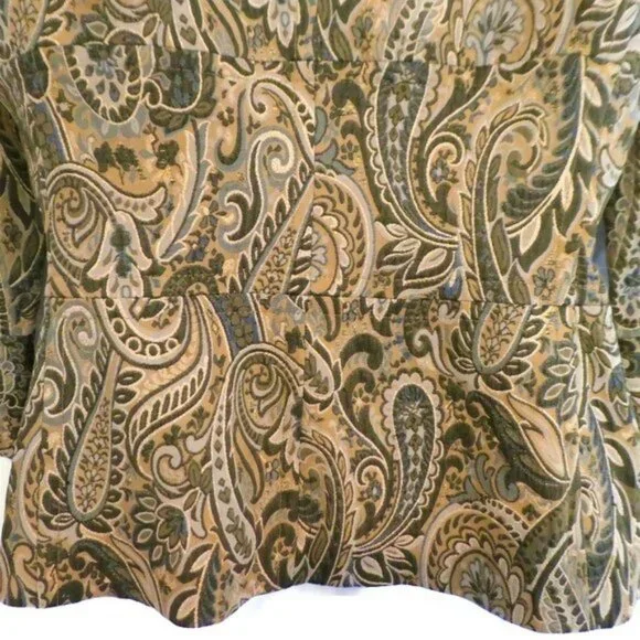 MeTaLLiC Express Design Blazer Double Breasted Brocade Paisley Goldtone 6 - Picture 7 of 9